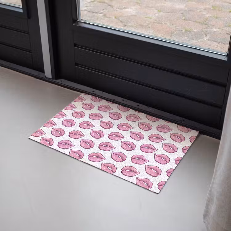 Lippen - Patroon - Roze - Wit Deurmat klein -sfeer2