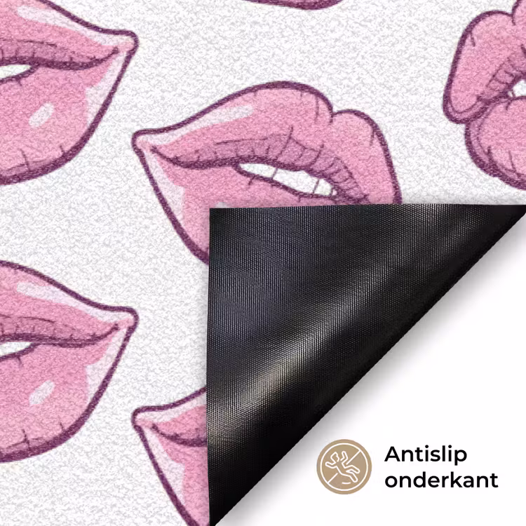 Lippen - Patroon - Roze - Wit Deurmat klein -antislip_NL