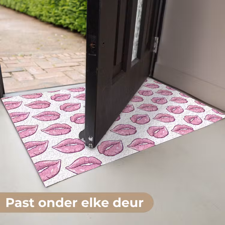 Lippen - Patroon - Roze - Wit Deurmat klein -USP_NL