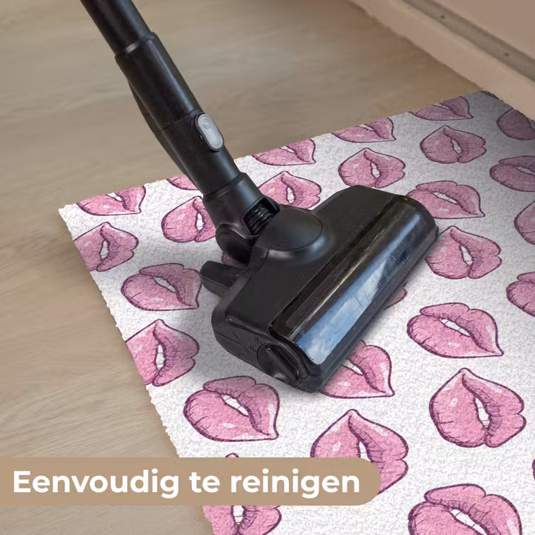 Lippen - Patroon - Roze - Wit Deurmat klein -reinigen_NL