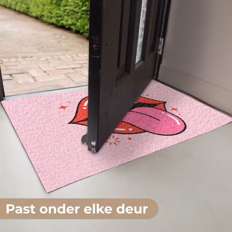 Lippen - Tong - Pop-art - Kleurrijk - Roze Deurmat klein -USP_NL
