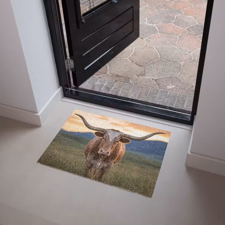 Longhorn - Landschap - Zonsondergang Deurmat klein -sfeer5