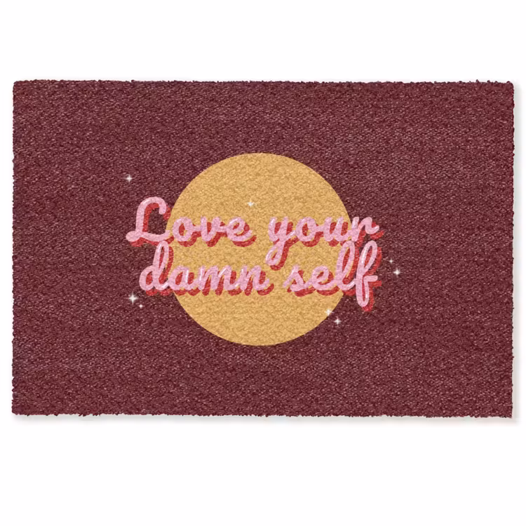 love your damn self - Cirkel - Glitter - Rood Deurmat klein -zkaufland3d