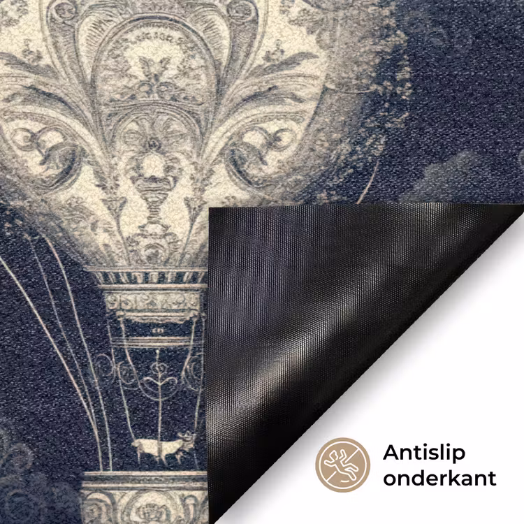 Luchtballonnen - Wolken - Patroon - Donkerblauw Deurmat klein 898 -antislip_NL