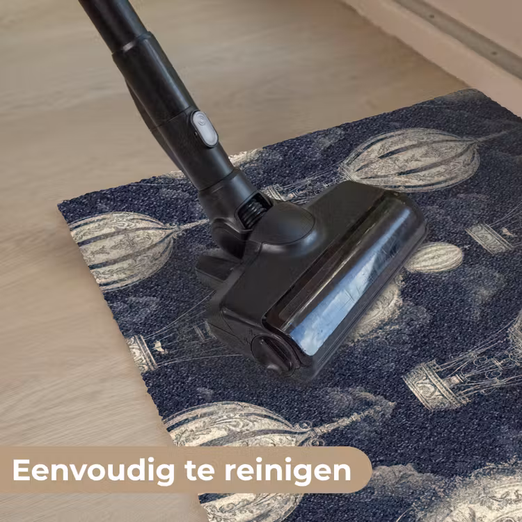 Luchtballonnen - Wolken - Patroon - Donkerblauw Deurmat klein 898 -reinigen_NL