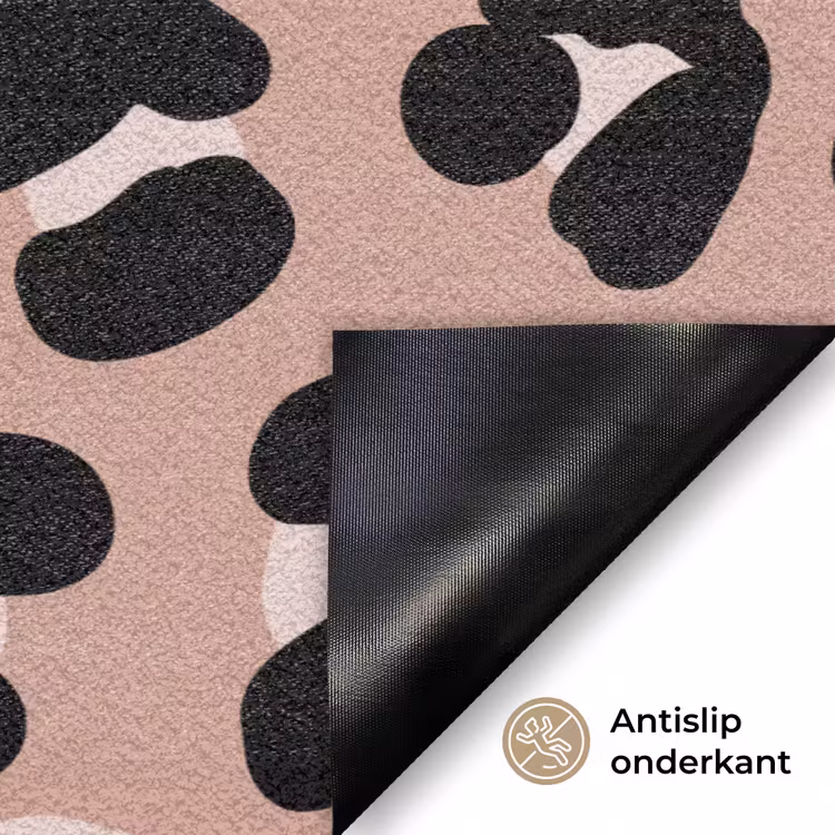 Luipaard - Vlekken - Beige - Roze Deurmat klein 898 -antislip_NL