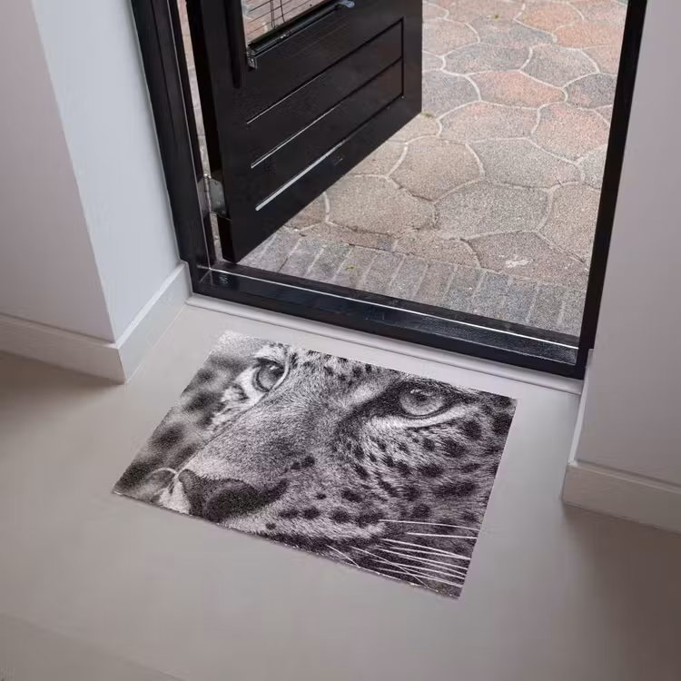 Luipaard - Zwart - Wit - Oog Deurmat klein -sfeer5