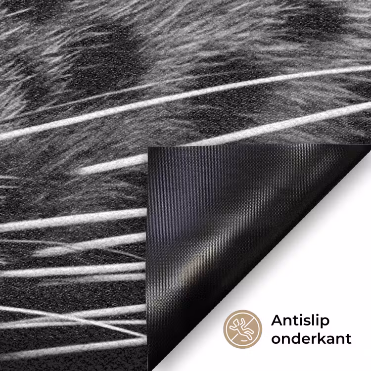 Luipaard - Zwart - Wit - Oog Deurmat klein -antislip_NL