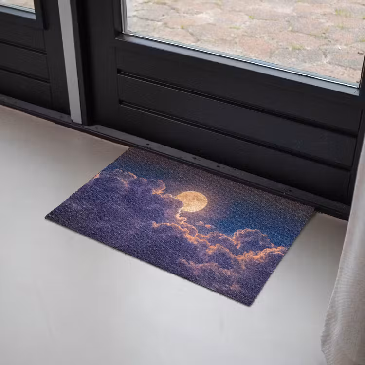 Maan - Wolken - Nacht - Oranje Deurmat klein -sfeer2