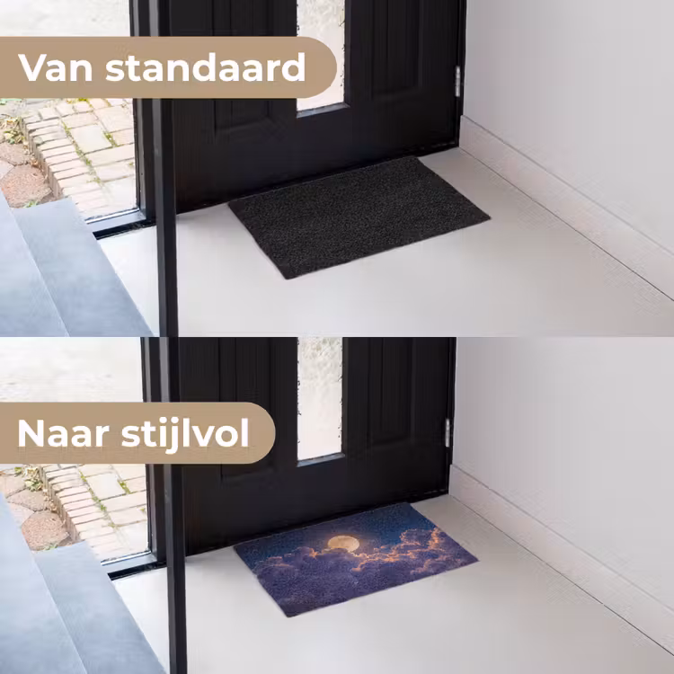 Maan - Wolken - Nacht - Oranje Deurmat klein -voor-na_NL