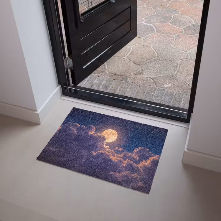 Maan - Wolken - Nacht - Oranje Deurmat klein -sfeer5