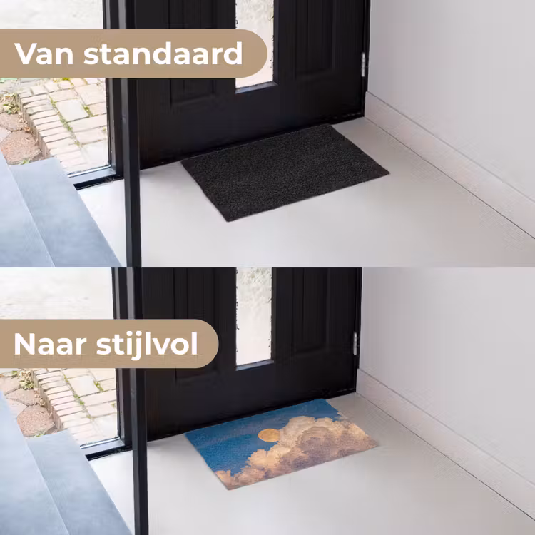 Maan - Wolken - Natuur - Oranje Deurmat klein -voor-na_NL