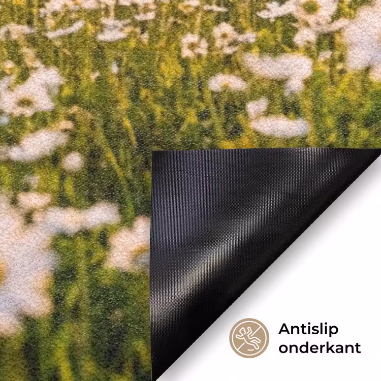 Madelief - Veld - Heuvels - Groen Deurmat klein -antislip_NL