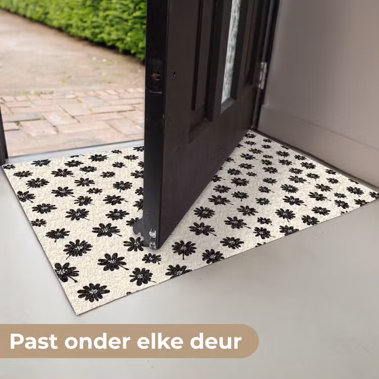 Madeliefjes - Grafisch - Zwart - Beige Deurmat klein 898 -USP_NL