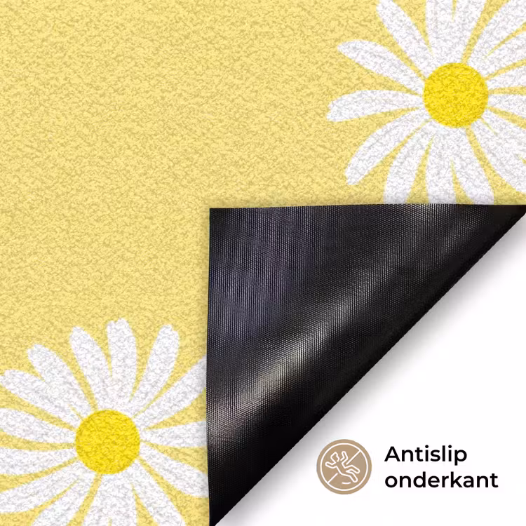 Madeliefjes - Pastel - Wit - Geel - Bloemen Deurmat klein -antislip_NL