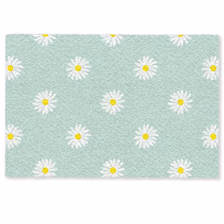 Madeliefjes - Pastel - Wit - Groen - Bloemen patroon Deurmat klein -zkaufland3d