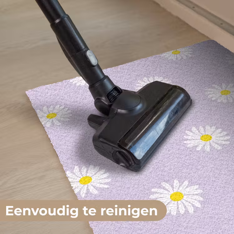 Madeliefjes - Pastel - Wit - Paars - Bloemen Deurmat klein -reinigen_NL