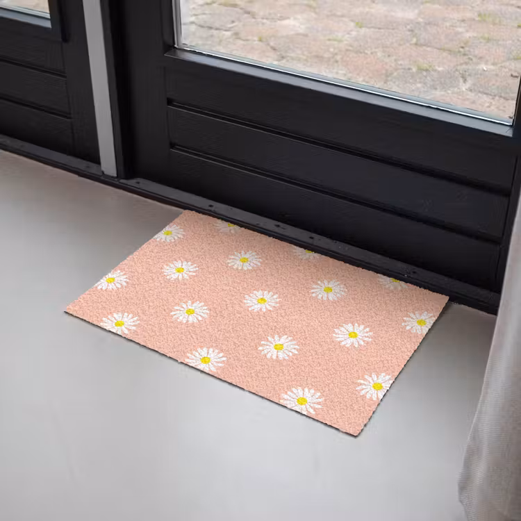 Madeliefjes - Pastel - Wit - Roze - Bloemen print Deurmat klein -sfeer2