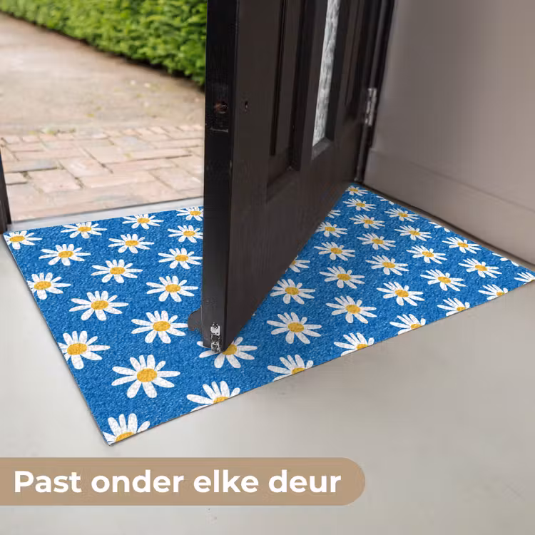Madeliefjes - Patroon - Blauw - Bloemen Deurmat klein -USP_NL