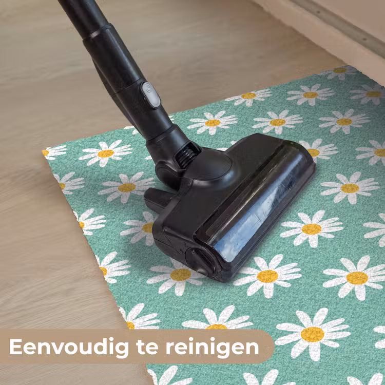Madeliefjes - Patroon - Groen - Bloemen Deurmat klein -reinigen_NL
