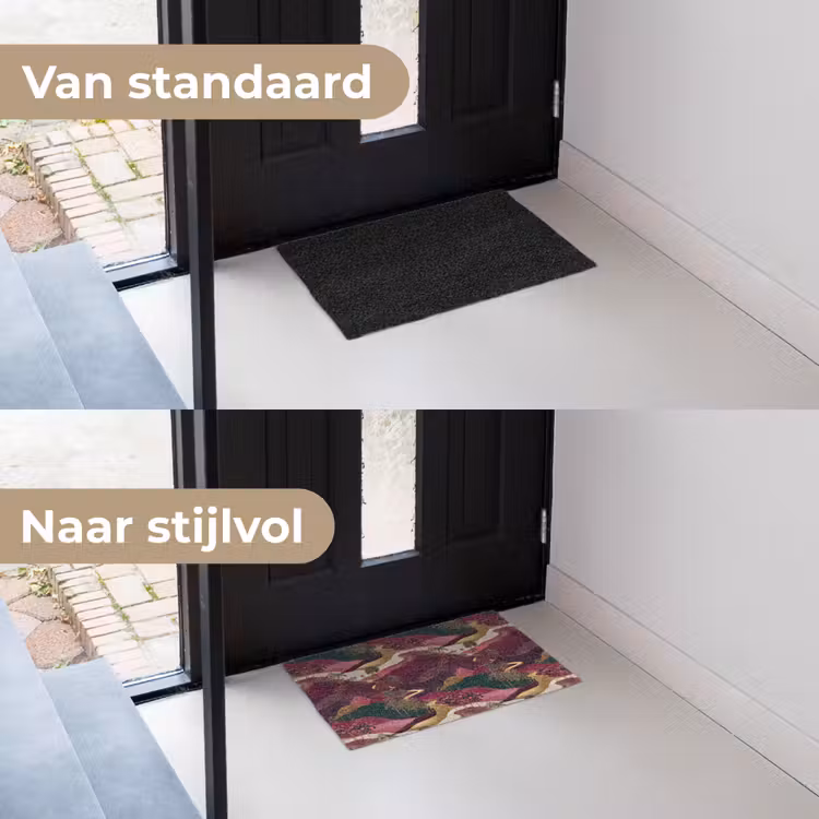 Magisch - Palmbomen - Goud Deurmat klein 898 -voor-na_NL