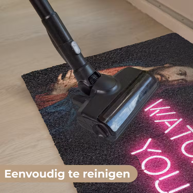 Man - Tekst - Neon Deurmat klein -reinigen_NL