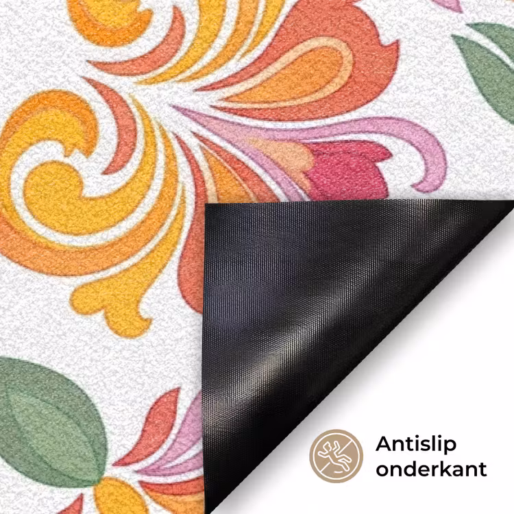 Mandala - Bloemen - Decoratie - Kleurrijk - Abstract Deurmat klein -antislip_NL