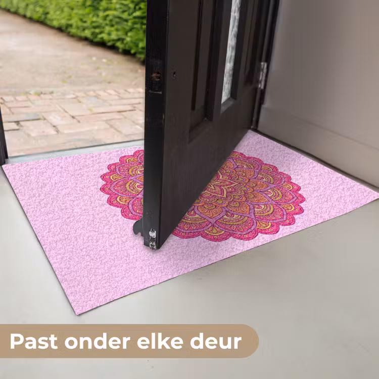 Mandala - Cirkel - Spiritueel - Oosters - Roze Deurmat klein -USP_NL
