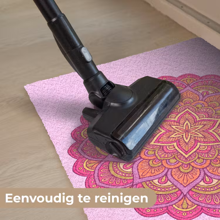 Mandala - Cirkel - Spiritueel - Oosters - Roze Deurmat klein -reinigen_NL