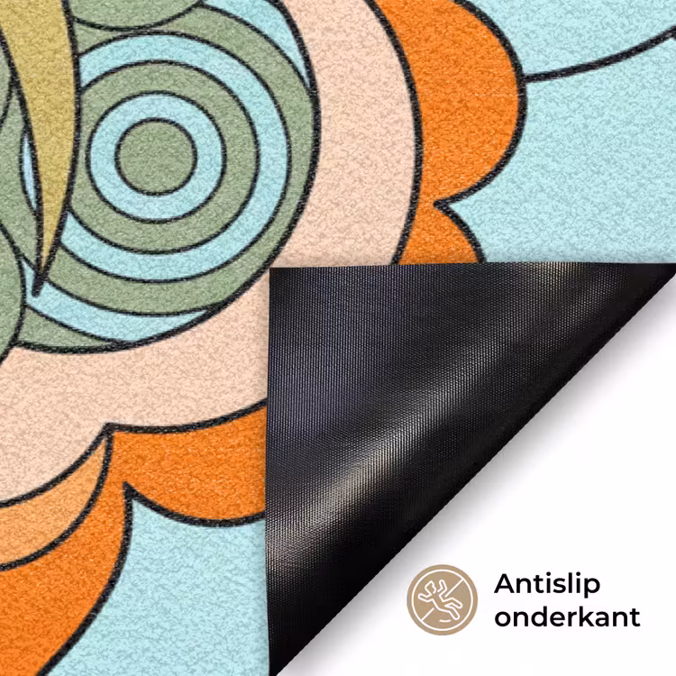 Mandala - Geometrisch - Kunst - Decoratief - Kleurrijk Deurmat klein -antislip_NL