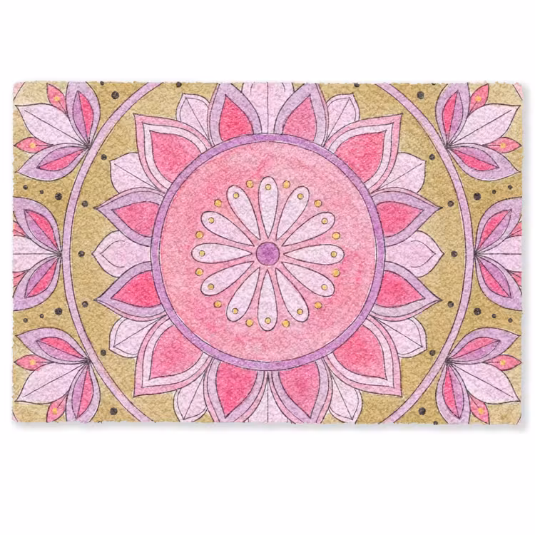 Mandala - Patroon - Kunst - Aquarel - Roze Deurmat klein -zkaufland3d