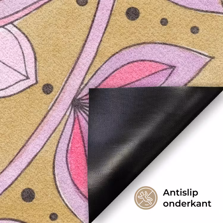 Mandala - Patroon - Kunst - Aquarel - Roze Deurmat klein -antislip_NL