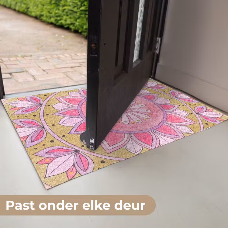 Mandala - Patroon - Kunst - Aquarel - Roze Deurmat klein -USP_NL