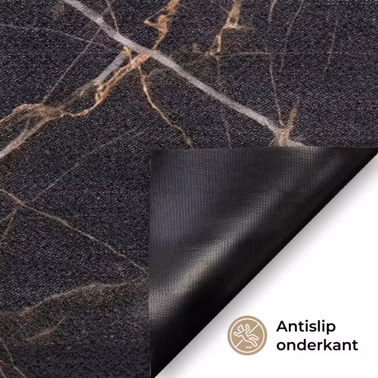 Marmer - Goud - Abstract - Zwart Deurmat klein -antislip_NL
