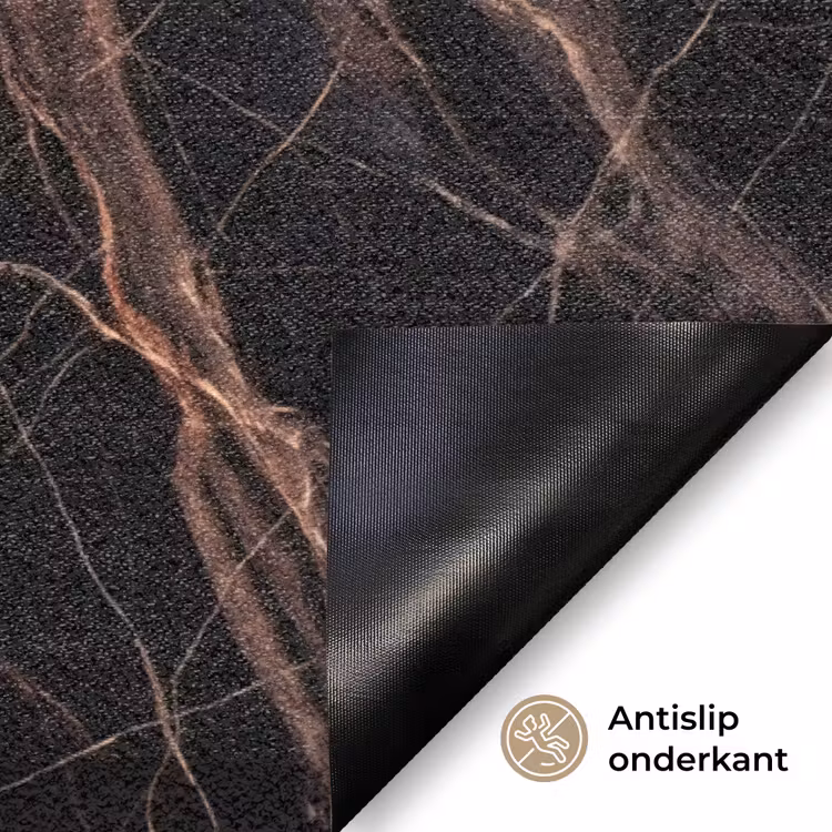 Marmer - Goud - Patroon - Luxe - Zwart Deurmat klein -antislip_NL