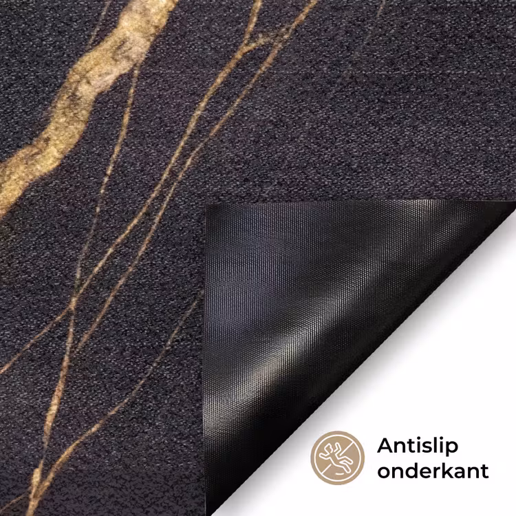 Marmer - Goud - Textuur - Abstract - Zwart Deurmat klein -antislip_NL