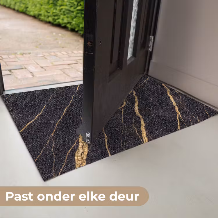 Marmer - Goud - Textuur - Abstract - Zwart Deurmat klein -USP_NL
