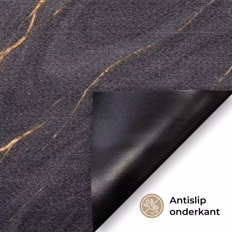 Marmer - Goudaders - Abstract - Modern - Zwart Deurmat klein -antislip_NL