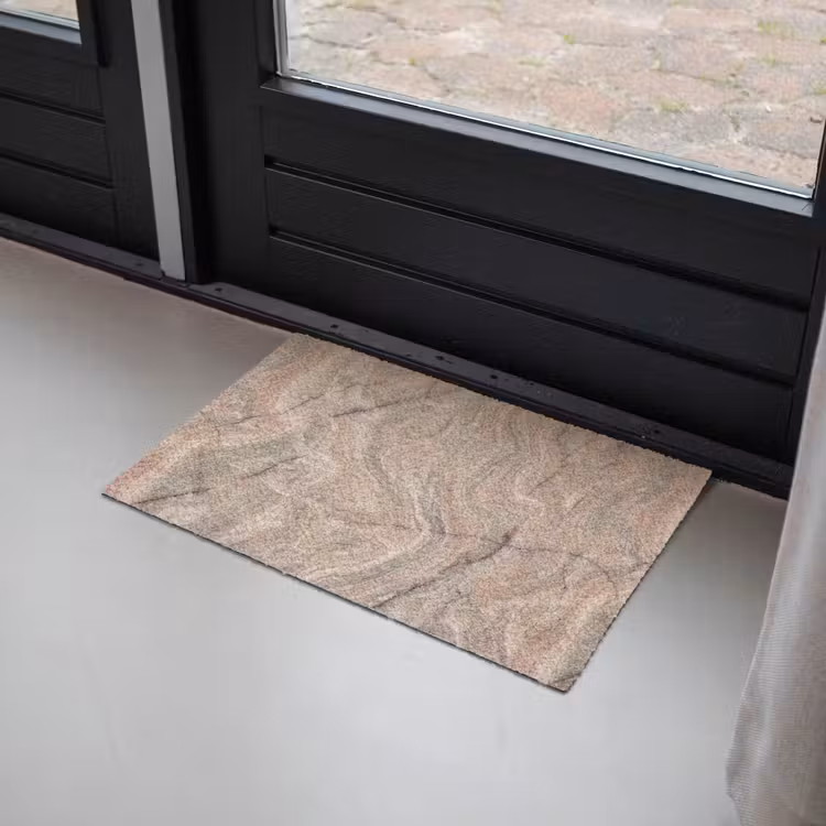 Marmer - Patroon - Abstract - Beige - Groen Deurmat klein -sfeer2