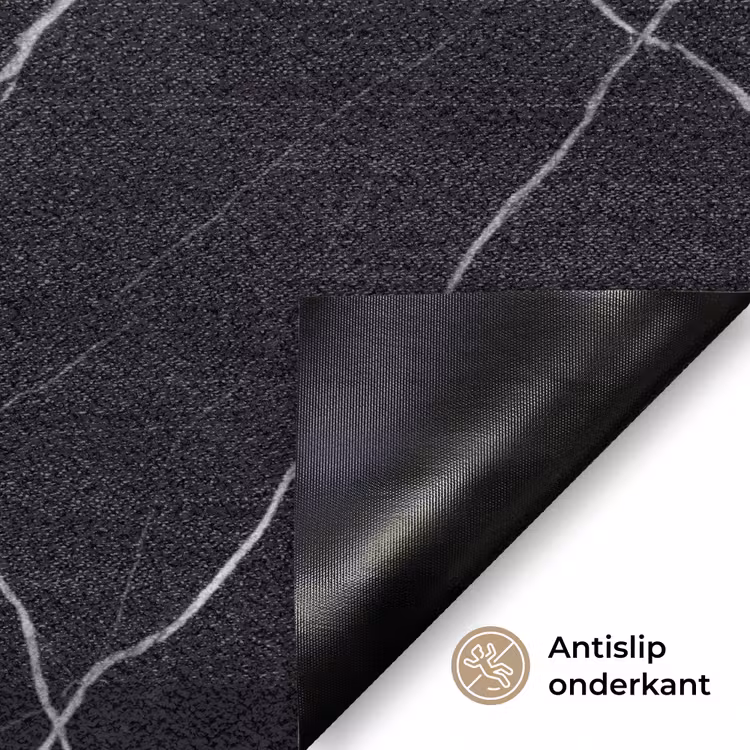 Marmer - Patroon - Abstract - Modern - Zwart Deurmat klein -antislip_NL