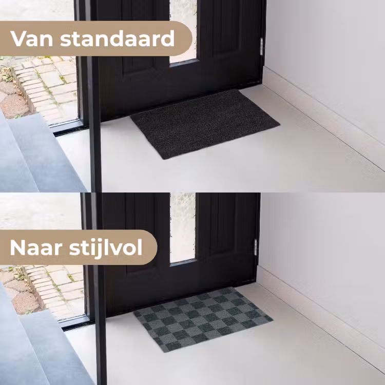 Marmer - Patroon - Antraciet Deurmat klein 898 -voor-na_NL