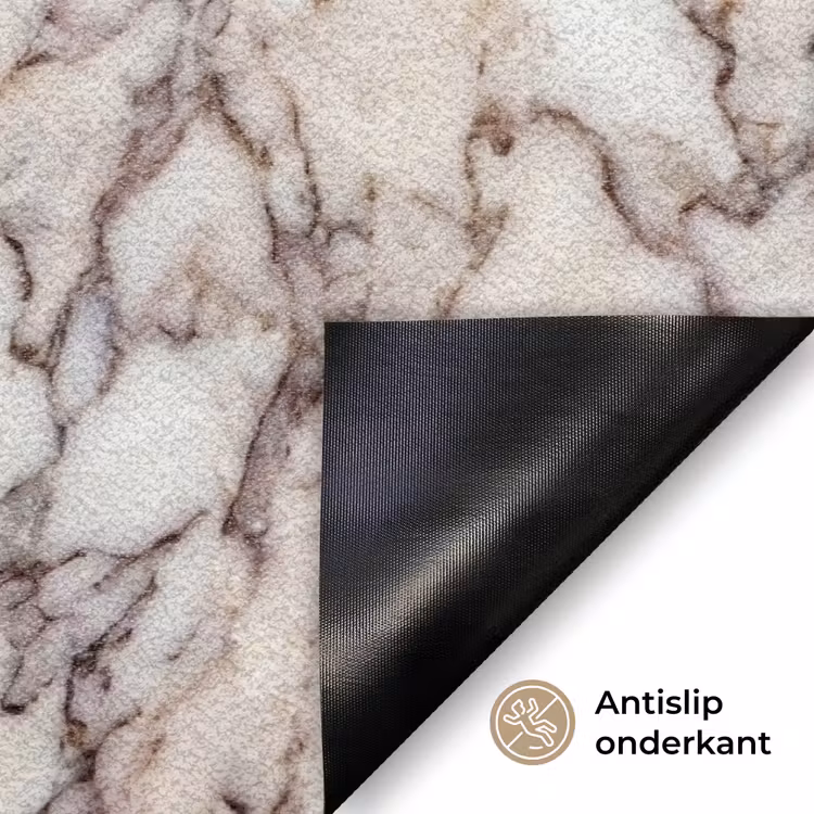 Marmer - Textuur - Abstract - Wit - Bruin Deurmat klein -antislip_NL