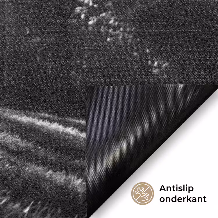 Mens - Hond - Natuur - Zwart-wit - Silhouet Deurmat klein -antislip_NL