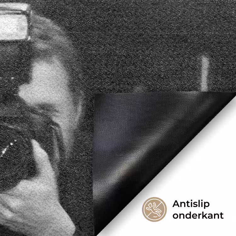 Mensen - Camera - Flitslicht - Zwart-wit - Media Deurmat klein -antislip_NL