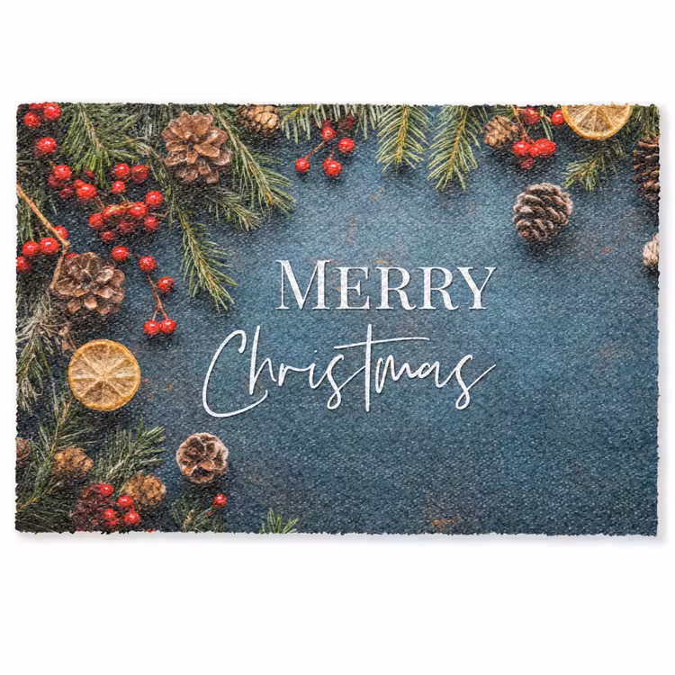 Merry Christmas - Blauw - Kerst - Winter Deurmat klein -zkaufland3d