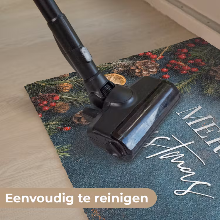 Merry Christmas - Blauw - Kerst - Winter Deurmat klein -reinigen_NL