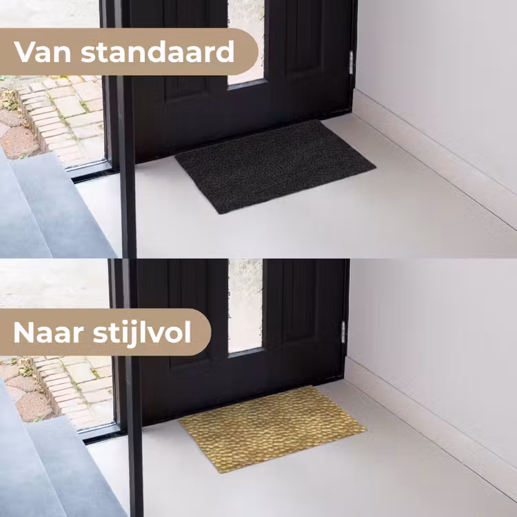 Metaal - Dynamisch - Goud Deurmat klein 898 -voor-na_NL