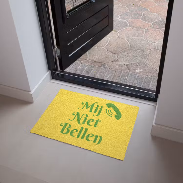 Mij niet bellen - Telefoon - Geel Deurmat klein -sfeer5