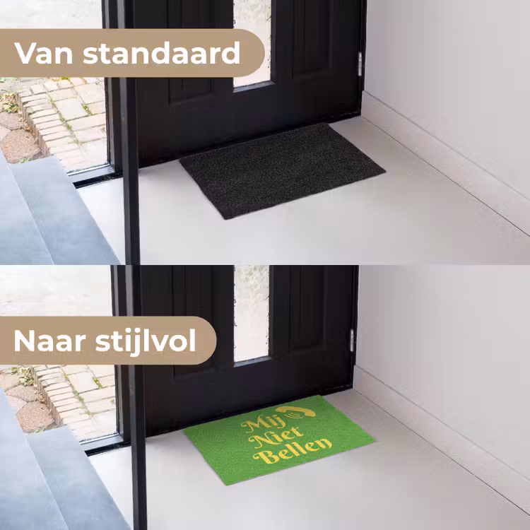 Mij niet bellen - Telefoon - Groen Deurmat klein -voor-na_NL