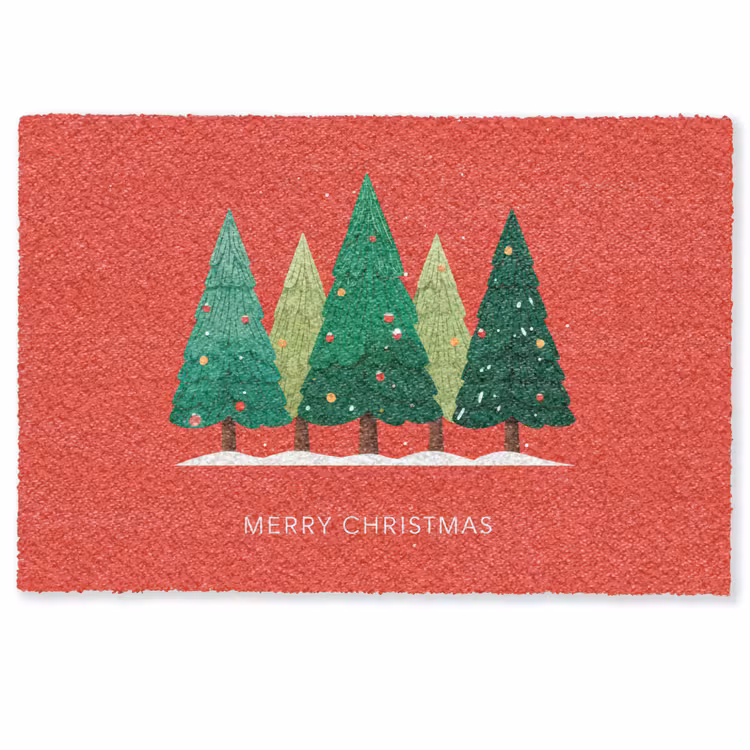 Minimalistisch - Kerstbomen - Rood - Sneeuw Deurmat klein -zkaufland3d
